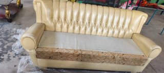 Sofá vintage piel beige