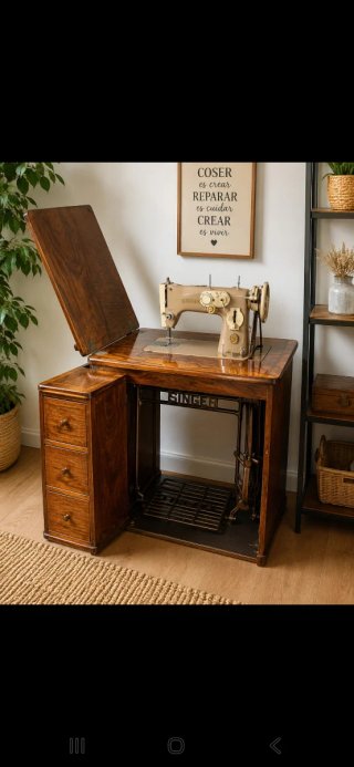 Máquina de coser Singer antigua.45x56 y 78 altura