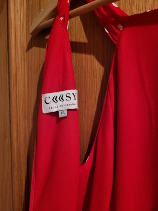 Vestido Ximena fiesta Coosy rojo lunares
