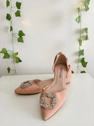 Zapatos planos Miss Honolulu terciopelo rosa