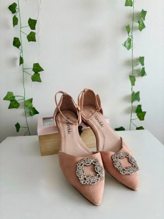 Zapatos planos Miss Honolulu terciopelo rosa