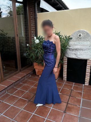Vestido fiesta dos piezas azul y morado