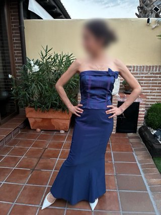 Vestido fiesta dos piezas azul y morado