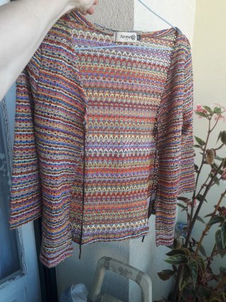 Top + Chaqueta tejido multicolor