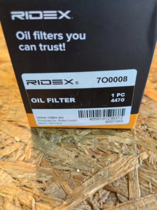 Filtro de aceite RIDEX 700008 Ford Ka