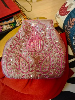 Bolso Joya Clutch Fiesta Morado Rosa