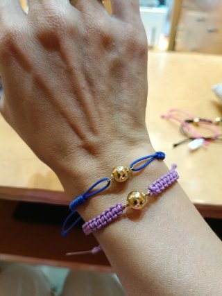 Pulseras macramé bolas oro 18k