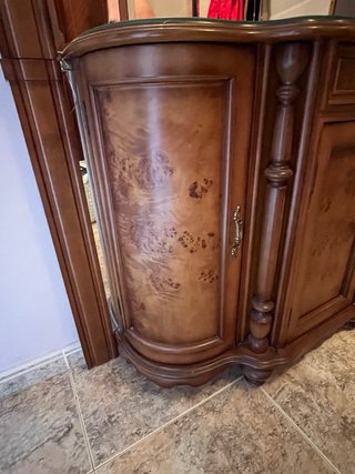 Mueble recibidor madera y cristal