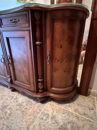 Mueble recibidor madera y cristal