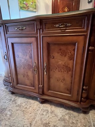 Mueble recibidor madera y cristal