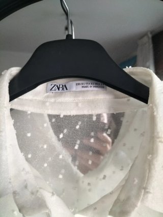 Blusa Zara plumeti transparente