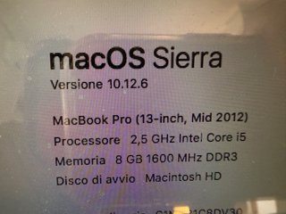 MacBook Pro 13 2012 8GB RAM HD256GB+SSD 1000GB