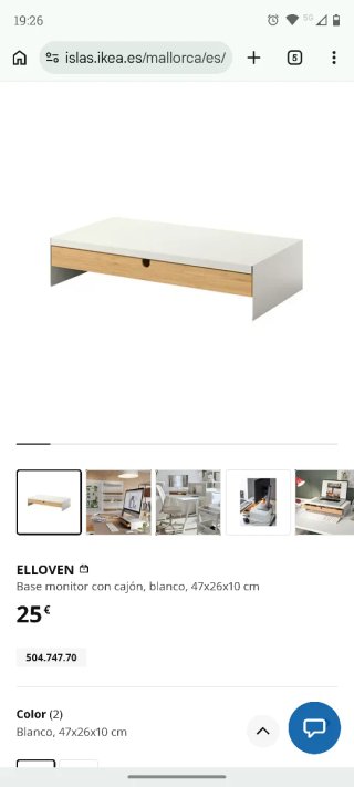 Base monitor Ikea con cajón madera