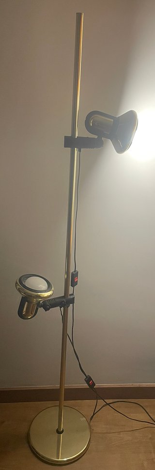 Lámpara de pie vintage dorada "Double Spot" (80s)