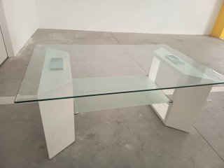 Mesa de centro cristal y madera