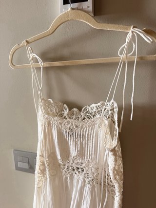Vestido midi ZW Collection encaje blanco