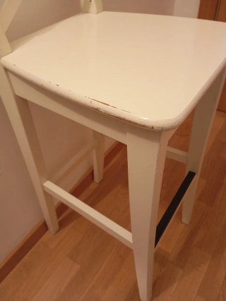 Taburete alto blanco madera