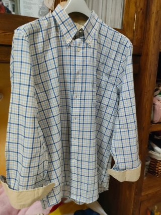 Camisa Barbour Cuadros Beige y Azul