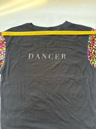 Camiseta Mango Negra con Lentejuelas Multicolor