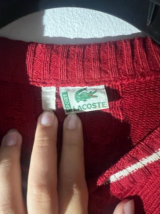 Jersey Lacoste Rojo Cable Knit Vintage