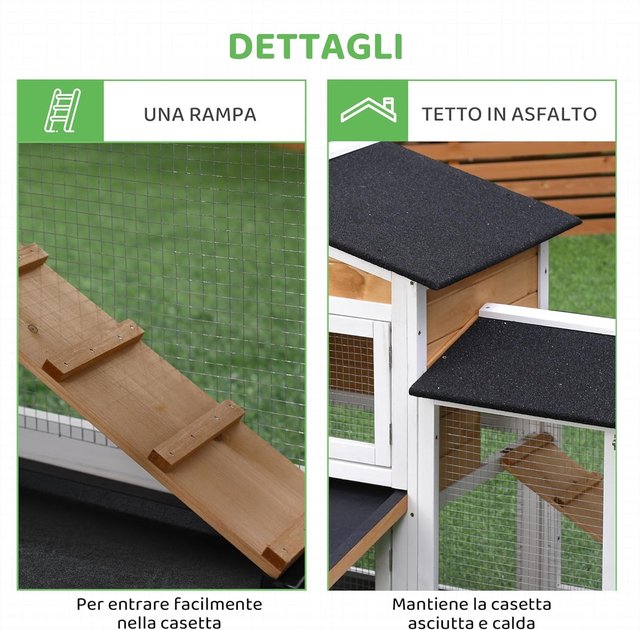 Jaula para Conejos de Exterior con Puertas Múltiples, Conejera de Madera de Abeto con Rampa, Casa para Conejos y Espacio Abierto Cercado, Amarillo y Negro
