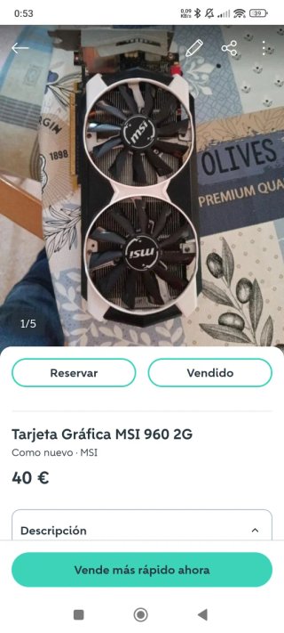 Tarjeta Gráfica MSI 960 2G