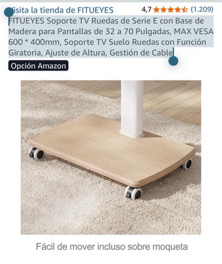 Soporte TV blanco regulable con ruedas