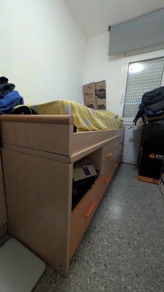 Cama individual con almacenaje y armario