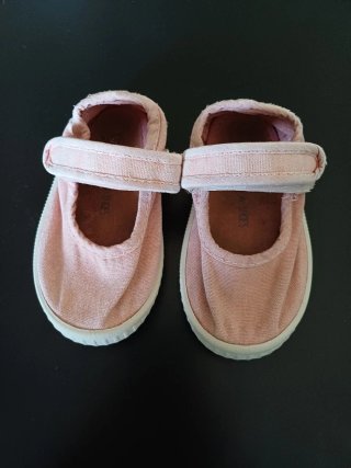 Zapatillas bebé T. 21 lona rosa palo UNIT