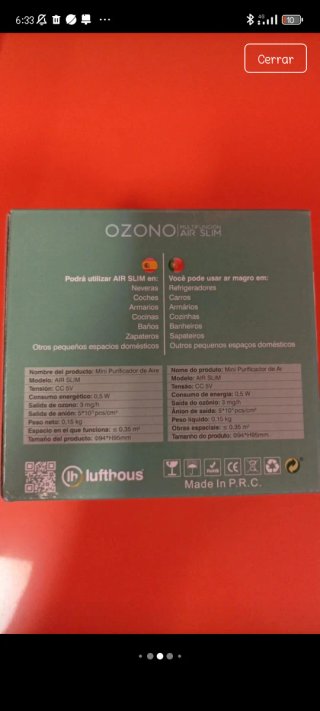 Mini purificatore Ozono Lufthous Air Slim Multifun