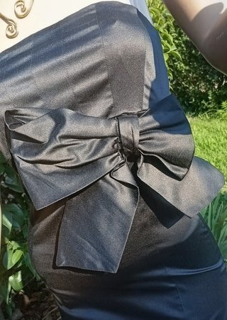 Vestido Negro Palabra de Honor Lazo Talla 36