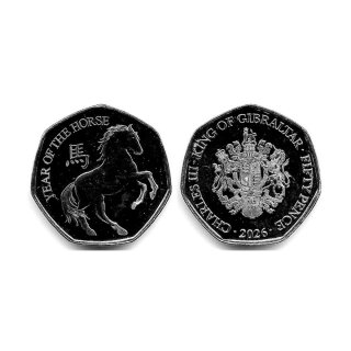 Moneda 50 Peniques Gibraltar Año del Caballo 2026