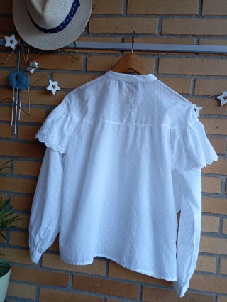 Blusa Zara Blanca Volantes