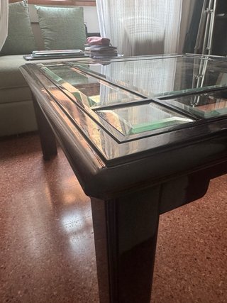 Tavolino vintage legno e cristallo