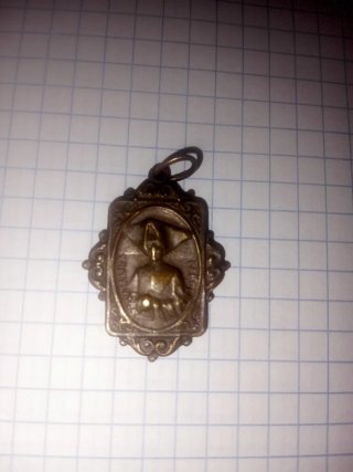 Medalla religiosa antigua bronce St.Catalina