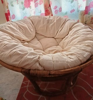 Sillón Papasan Ratán Cojín XXL Beige
