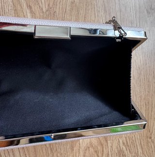 Bolso de fiesta rosa y plata brillante
