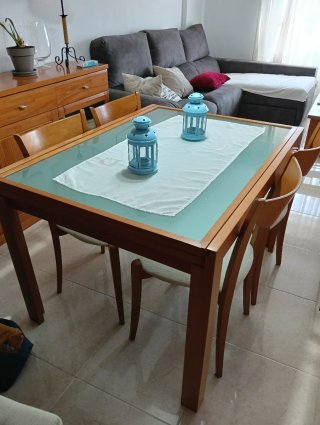 Mesa Comedor Cristal y Madera
