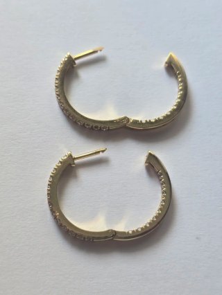 Pendientes Aro plata acabado oro 14k diamantes