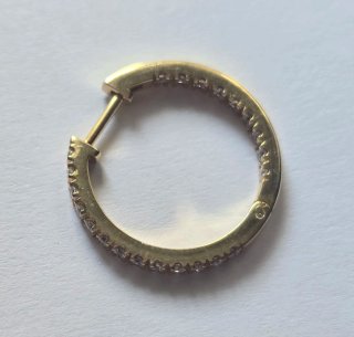 Pendientes Aro plata acabado oro 14k diamantes