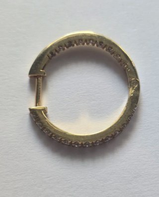 Pendientes Aro plata acabado oro 14k diamantes