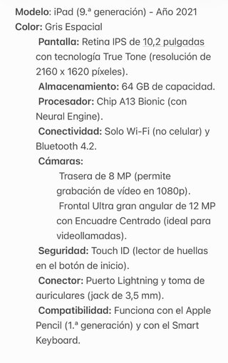 iPad 9ª Gen  generacion con Caja y Cargador
