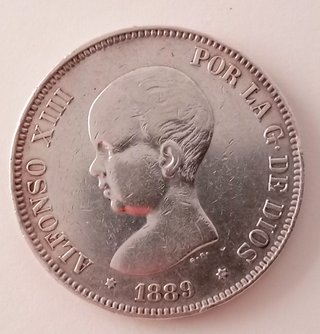 2 Monedas Plata 5 Ptas Alfonso XII y XIII España