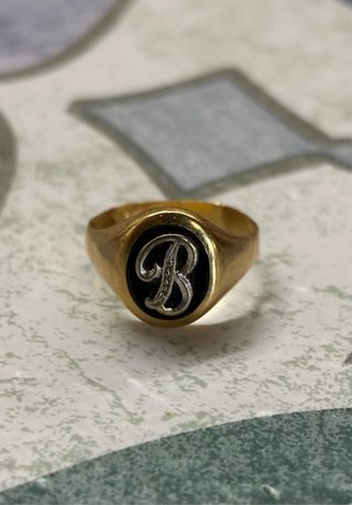 Anillo Sello Oro 18K inicial B - Perfecto estado