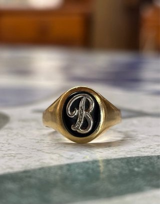 Anillo Sello Oro 18K inicial B - Perfecto estado