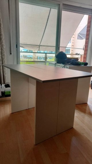 Tavolo consolle in pietra e legno