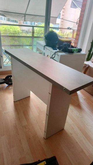 Tavolo consolle in pietra e legno