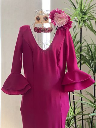 Traje de flamenca buganvilla con volantes