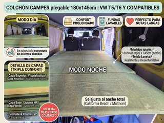 Colchón Camper Plegable 180x145cm VW T5/T6
