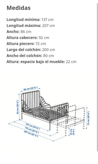 Cama infantil de metal negra